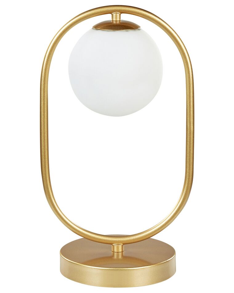 Tischlampe Metall / Glas gold / weiß rund 35 cm Glaskugel YANKEE_878224