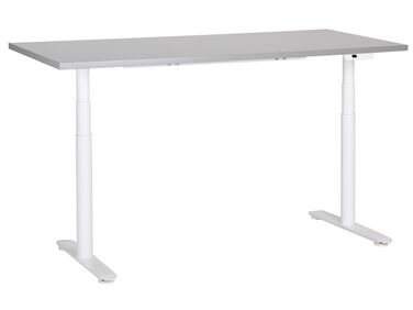 Schreibtisch grau / weiss 160 x 72 cm elektrisch höhenverstellbar DESTINAS