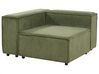 Canapé d'angle à droite 2 places modulable avec ottoman en velours côtelé vert APRICA_895130