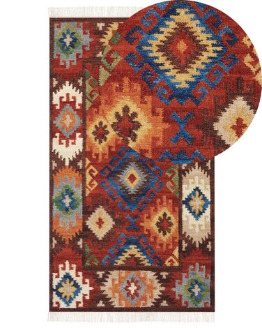 Alfombra kilim de lana multicolor 80 x 150 cm ZOVUNI
