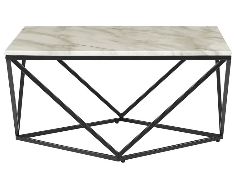 Sidebord marmoreffekt beige med svarte ben MALIBU_710753