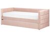 Zamatová rozkladacia posteľ 90 x 200 cm ružová CHAVONNE_870784
