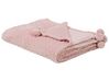 Decke rosa mit Pompons 200 x 220 cm SAMUR_771188