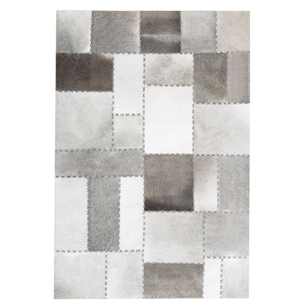 Dywan patchwork skórzany brązowoszary 140 x 200 cm PERVARI