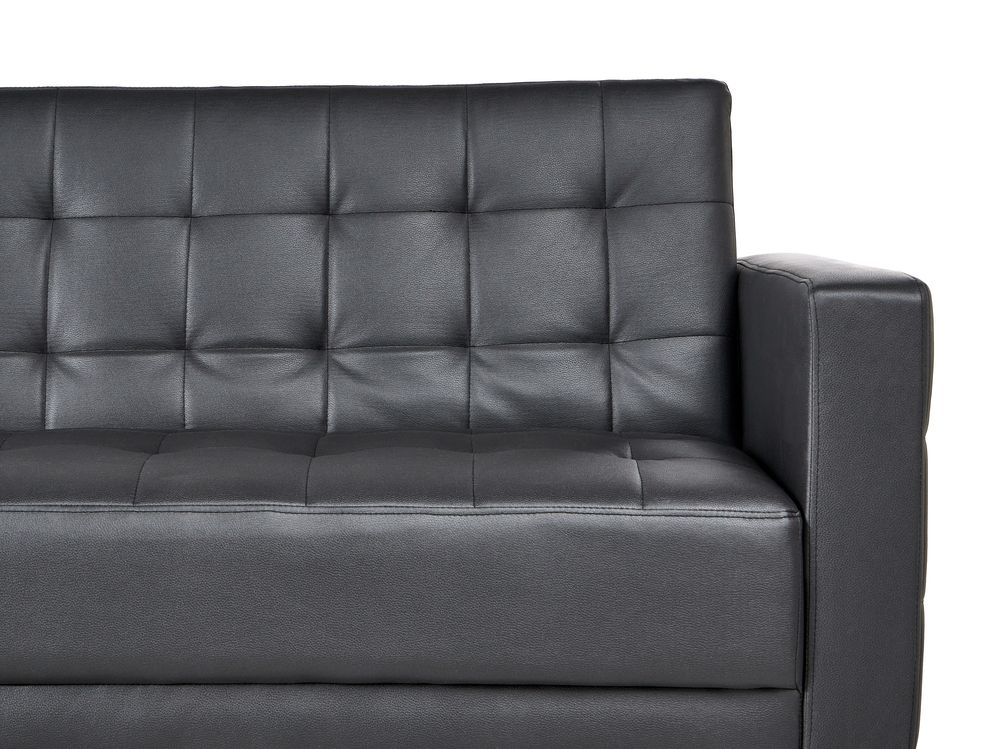 3 Seater Faux Leather Sofa Bed Black ABERDEEN Beliani.co.uk