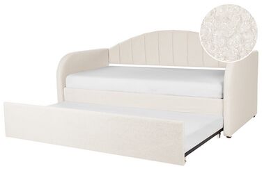 Łóżko wysuwane boucle 90 x 200 cm jasnobeżowe EYBURIE