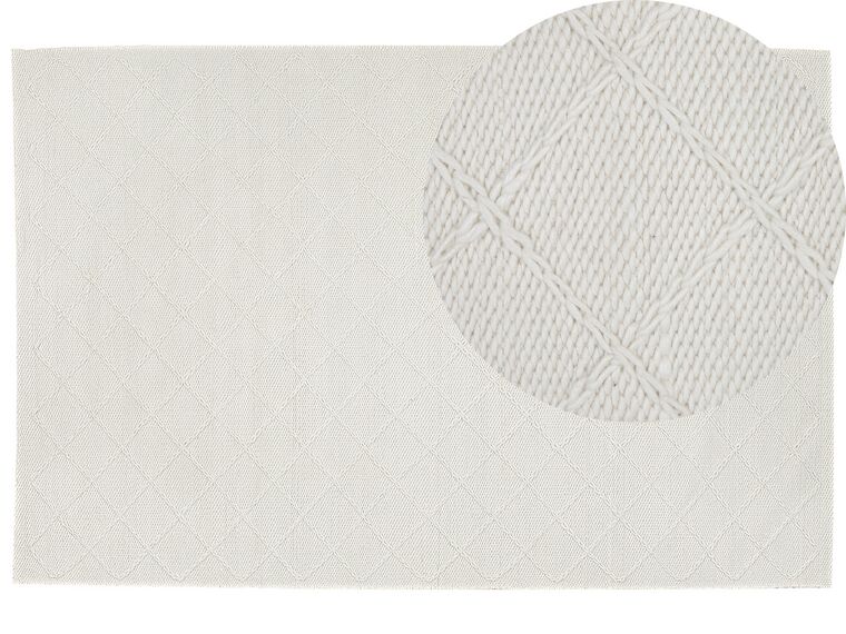 Teppich Wolle cremeweiß 160 x 230 cm Kurzflor ELLEK_802975