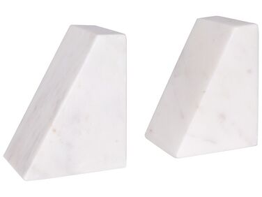 Set of 2 Marble Bookends White KROKOS