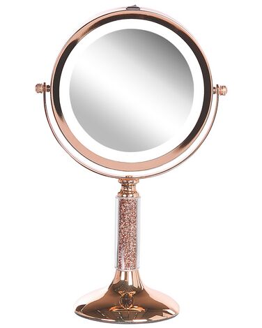 Kosmetikspiegel roségold mit LED-Beleuchtung ø 18 cm BAIXAS