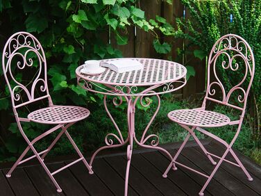 Metal Garden Bistro Table ø 70 cm Pink ALBINIA