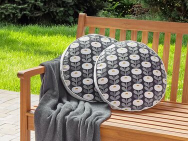 Set of 2 Outdoor Cushions Geometric Pattern ⌀ 40 cm Grey VALSORDA