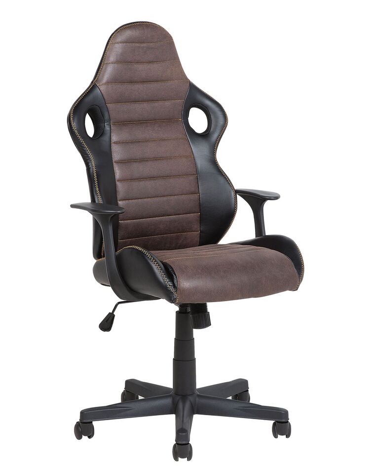 Krzesło biurowe regulowane ekoskóra czarno-brązowe SUPREME_735065