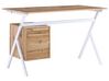 Skrivebord med skuffeskab lyst træ / hvid 120 x 60 cm ASHLAND_824522