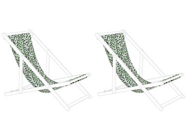 Stoffbezug 2er Set für Gartenliegen ANZIO / AVELLINO Blattmuster weiß / grün