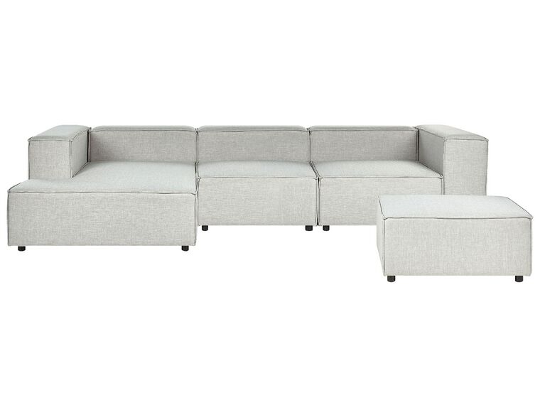 Section 3 places angle côté droit de canapé modulable avec ottoman en tissu gris APRICA_874456