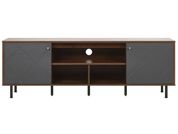 TV Stand Dark Wood and Grey PALMER Beliani.co.uk