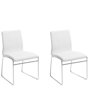 Deux chaises de salle à manger en cuir PU blanc KIRON