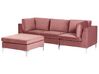 3 Seater Modular Velvet Sofa with Ottoman Pink EVJA_858727
