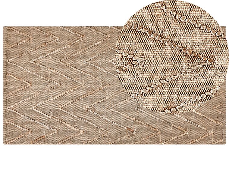 Teppich Jute beige geometrisches Muster 80 x 150 cm Kurzflor DADAY_853591