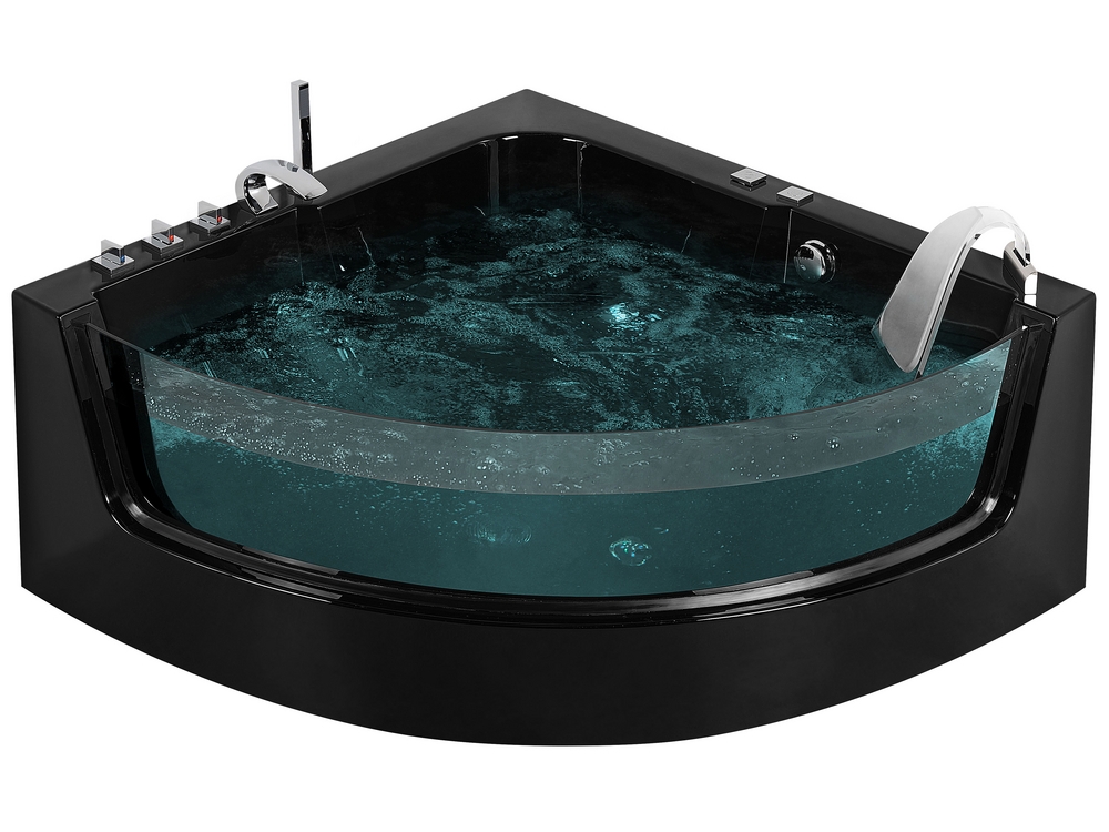 Bañera de Hidromasaje Whirlpool Completa con Mampara a Cuadrícula Negra -  Selección de Tamaños y Faldones - Richmond