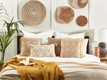 Cotton Cushion Floral Pattern 45 x 45 cm Yellow LYCROIS