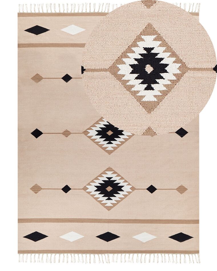 Kelim Teppich Baumwolle mehrfarbig 160 x 230 cm geometrisches Muster Kurzflor BERDIK_870032