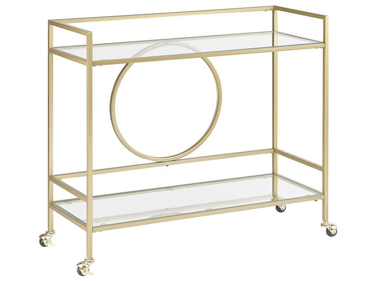 Metal Drinks Trolley with Glass Top Gold KERRY_821298