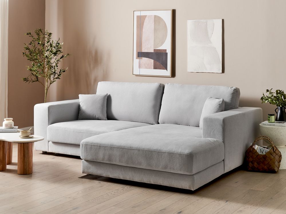 Left Hand 3 Seater Corner Sofa Light Grey LOFOTEN Beliani