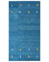 Gabbeh Teppich Wolle blau 80 x 150 cm Kurzflor CALTI _870313