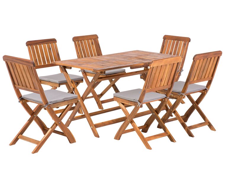 Conjunto de jardim em madeira de acácia mesa e 6 cadeiras CENTO_691109