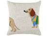Conjunto de 2 almofadas decorativas com motivo de cão em algodão creme 45 x 45 cm BATTAL_905299