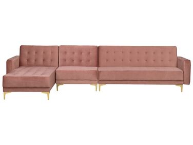 Right Hand Modular Velvet Sofa Pink ABERDEEN