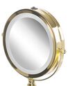 Sminkspegel med LED ø 18 cm guld CLAIRA_813650