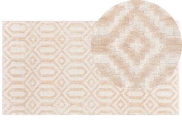 Teppich beige 80 x 150 cm geometrisches Muster Kurzflor ADATEPE