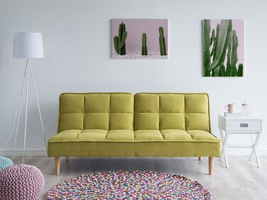 Fabric Sofa Bed Green SILJAN