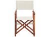 Set of 2 Acacia Folding Chairs and 2 Replacement Fabrics Dark Wood with Off-White / Geometric Pattern CINE_819202