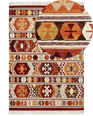 Alfombra kilim de lana naranja/rojo/marrón 200 x 300 cm AYGAVAN