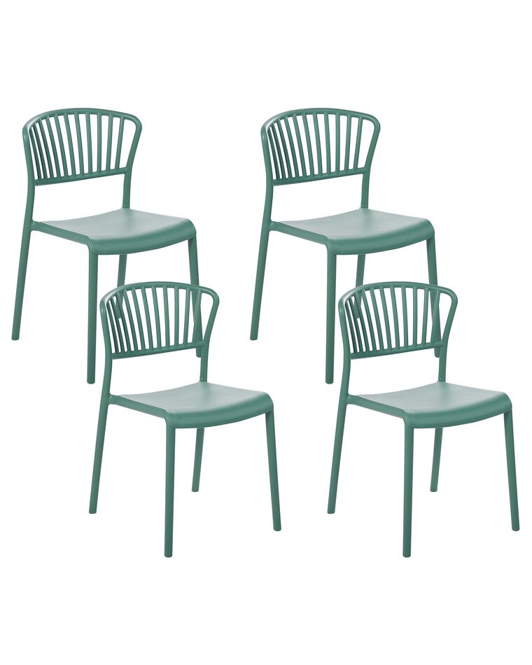 Conjunto de 4 cadeiras de jantar em plástico verde menta GELA_825372