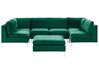 6 Seater U-Shaped Modular Velvet Sofa with Ottoman Green EVJA_789518