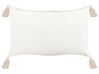 Tufted Cotton Cushion with Tassels 35 x 55 cm Beige PAPAVER_839005