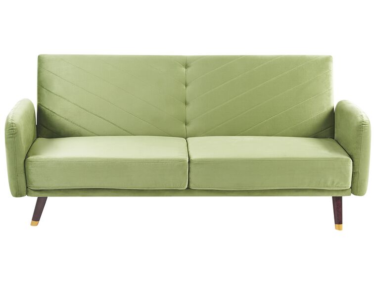 Velvet Fabric Sofa Bed Olive Green SENJA_850520