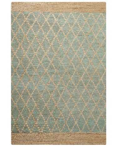 Teppich Jute grün / beige 200 x 300 cm geometrisches Muster Kurzflor TELLIKAYA