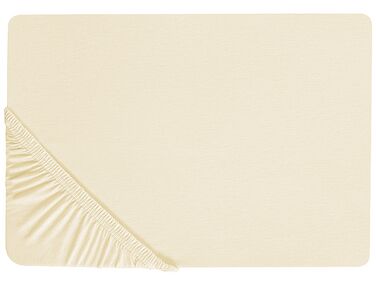 Cotton Fitted Sheet 180 x 200 cm Beige JANBU