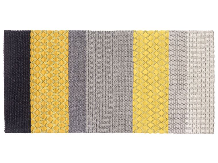 Tapete em lã amarela e cinzenta 80 x 150 cm AKKAYA_750927