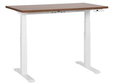 Elektricky nastavitelný psací stůl 120 x 72 cm tmavé dřevo/bílý DESTINES