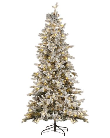Künstlicher Weihnachtsbaum mit LED Beleuchtung schneebedeckt 210 cm weiß TATLOW