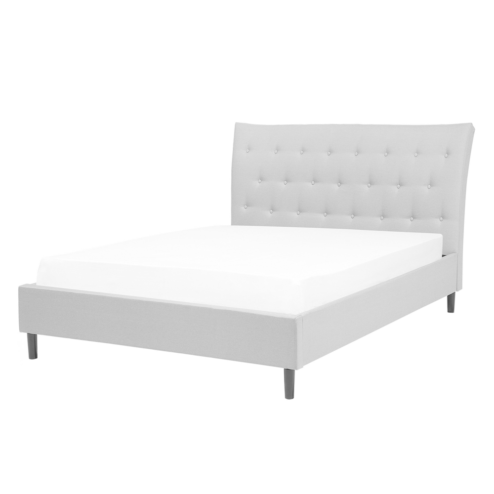 Łóżko tapicerowane 140 x 200 cm jasnoszare SAVERNE