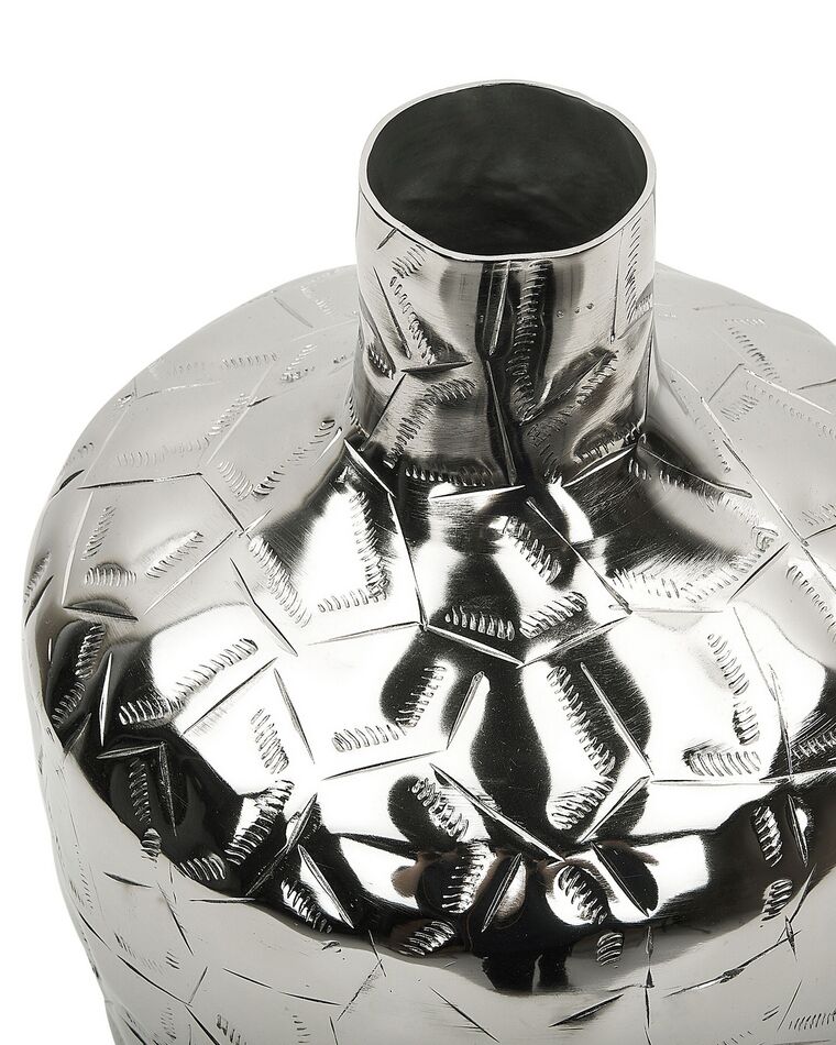 Metal Flower Vase 33 cm Silver INSHAS Beliani.co.uk