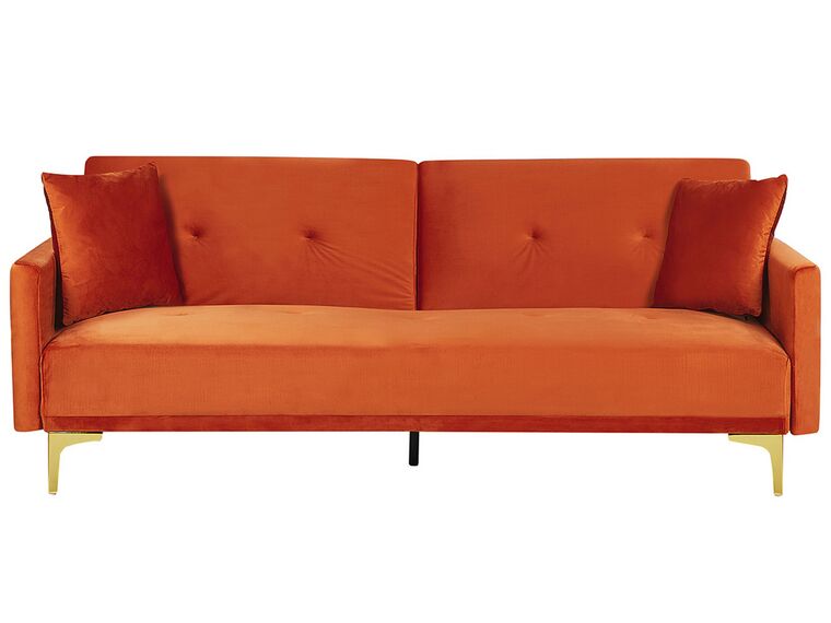 Schlafsofa 3-Sitzer Samtstoff orange LUCAN_810395