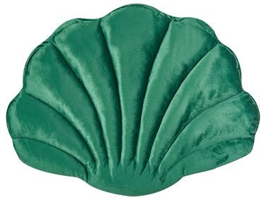 Velvet Seashell Cushion 47 x 35 cm Green CONSOLIDA